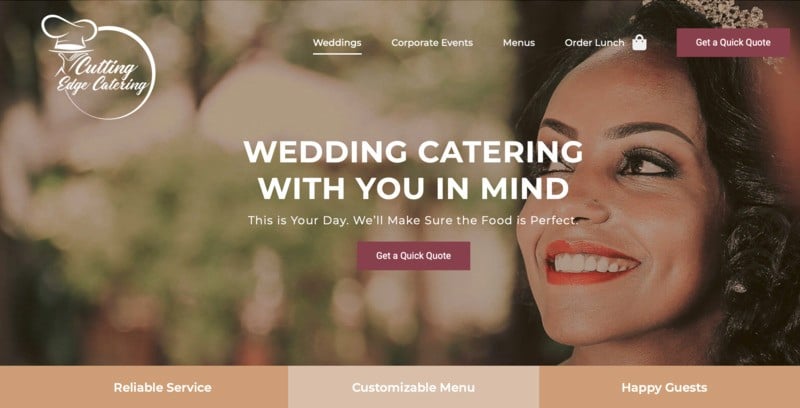 Cutting Edge Catering storybrand website example