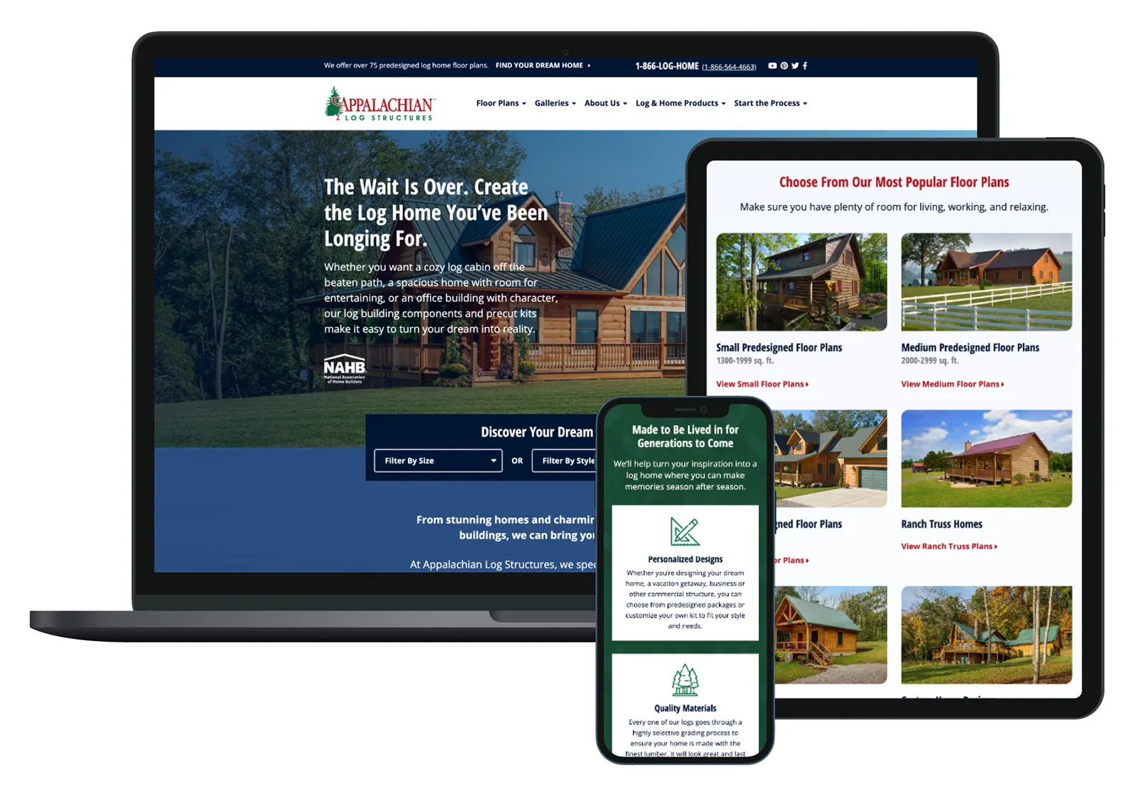 Appalachian Log Structures Responsive Homepage Design